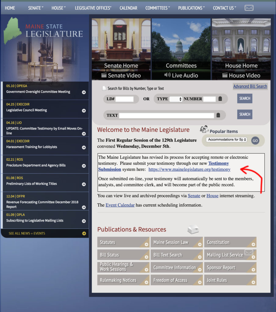How to Submit Electronic Testimony - Maine Policy Institute